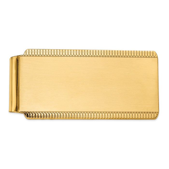 Occasion Gallery, Men's Accessories, 14k Yellow Gold Engraveable Sandblast & Edge-Design Money Clip