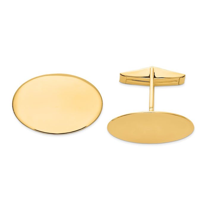 Occasion Gallery, Men's Accessories, 14k Yellow Gold Oval Cuff Links