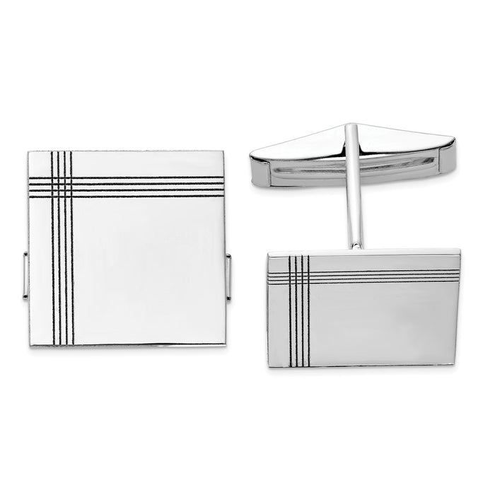 Occasion Gallery, Men's Accessories, 14K White Gold Square with Line Design Cuff Links