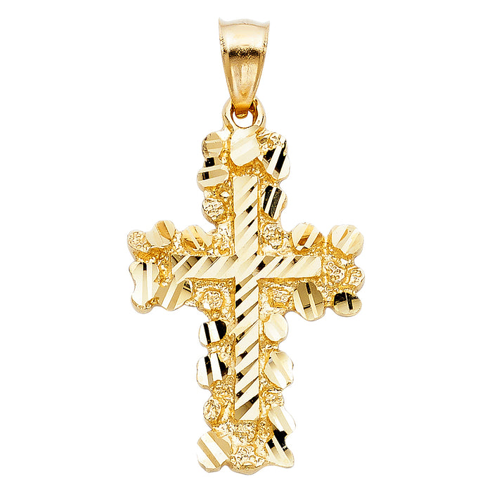 14k Yellow Gold Large Religious Cross Charm Pendant  (26mm x 25mm)