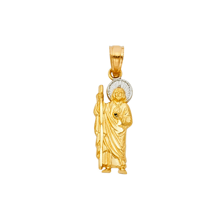 14K Two-tone Gold Small Saint Jude Thaddeus 25mm Charm Pendant