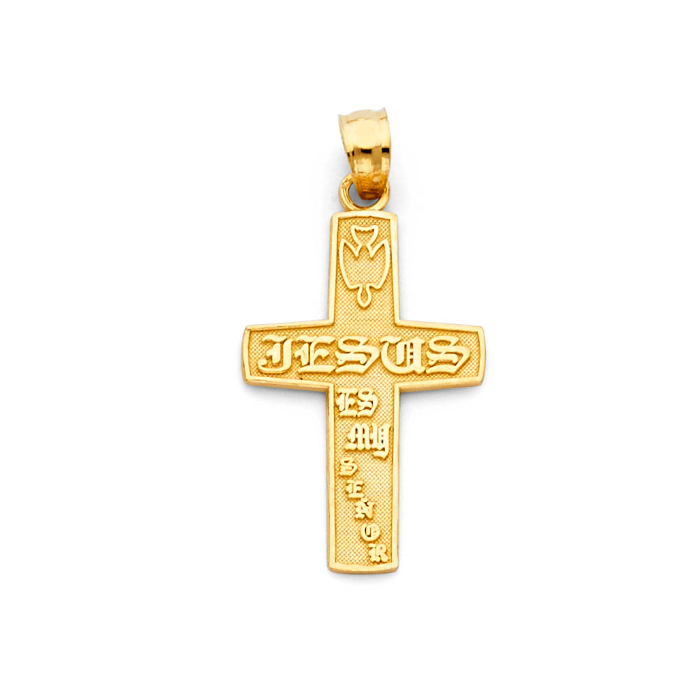 14k Yellow Gold Small/Mini Religious Cross Charm Pendant  (25mm x 15mm)