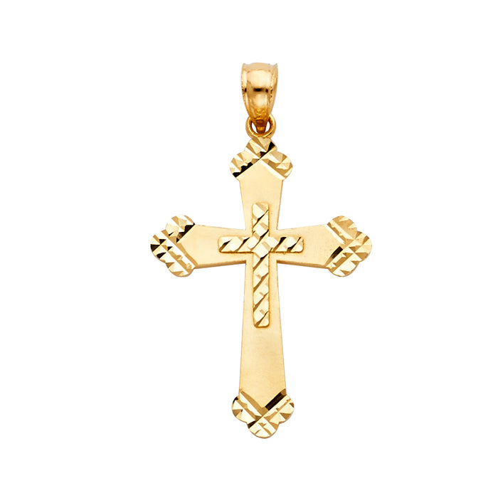 14k Yellow Gold Religious Cross Charm Pendant  (30mm x 20mm)