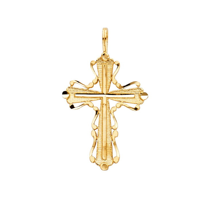 14k Yellow Gold Small/Mini Religious Cross Charm Pendant  (30mm x 18mm)