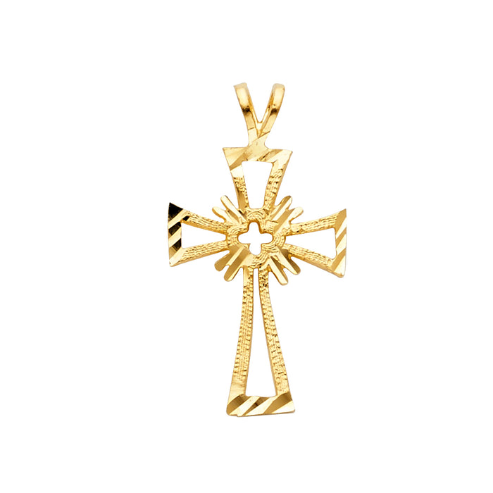 14k Yellow Gold Small/Mini Religious Cross Charm Pendant  (27mm x 15mm)