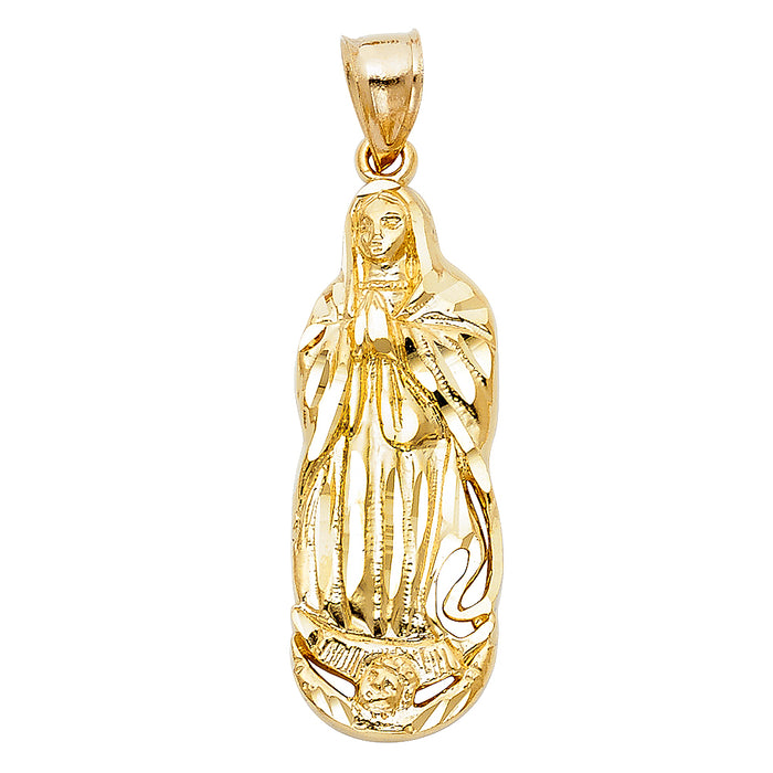 14k Yellow Gold Our Lady Of Guadalupe Charm Pendant  (34mm x 12mm)