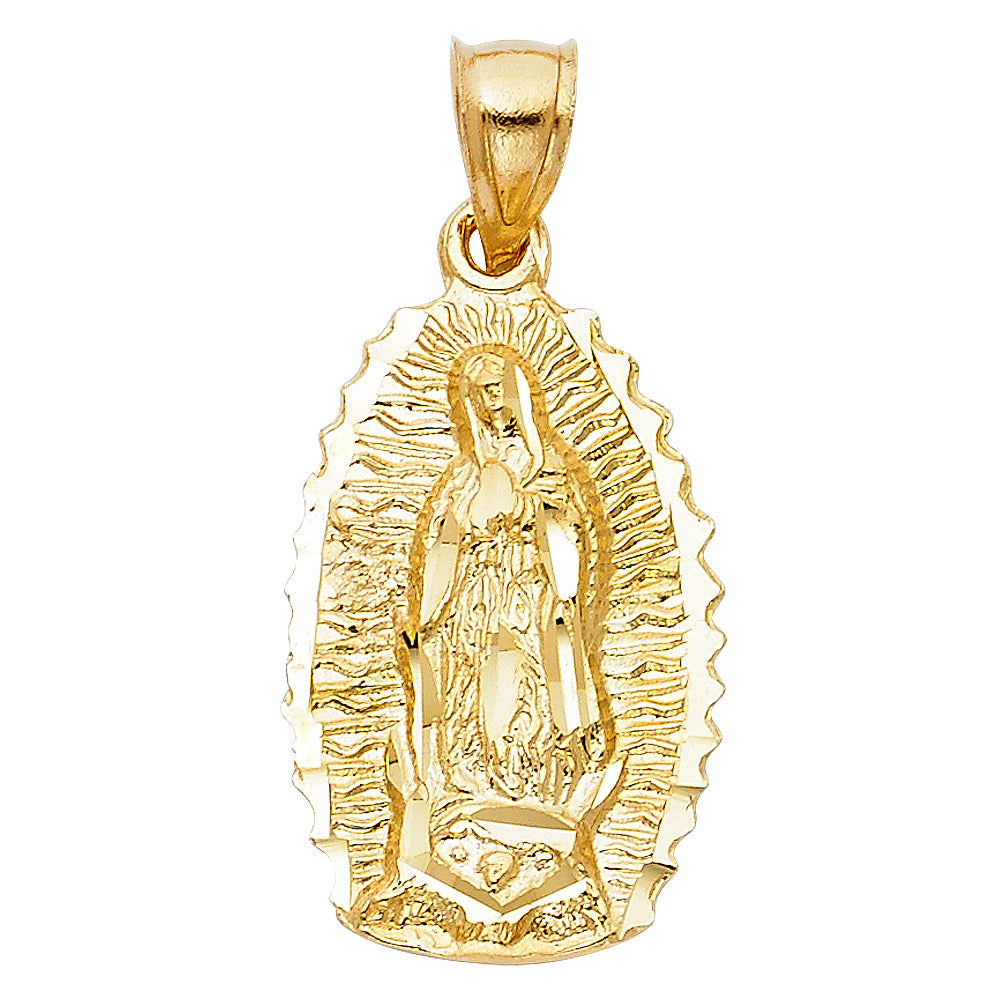 14k Yellow Gold Our Lady Of Guadalupe Charm Pendant  (25mm x 16mm)