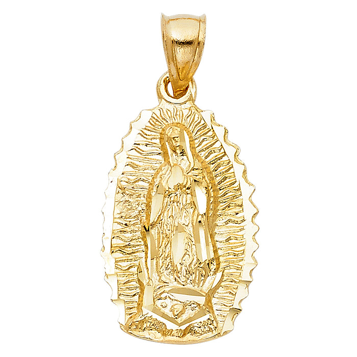 14k Yellow Gold Our Lady Of Guadalupe Charm Pendant  (25mm x 16mm)