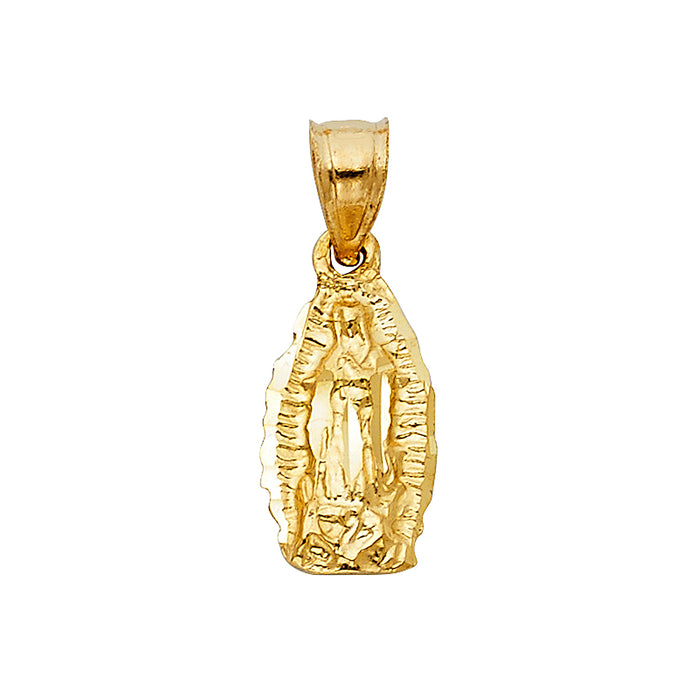 14k Yellow Gold Small/Mini Our Lady Of Guadalupe Charm Pendant  (20mm x 8mm)