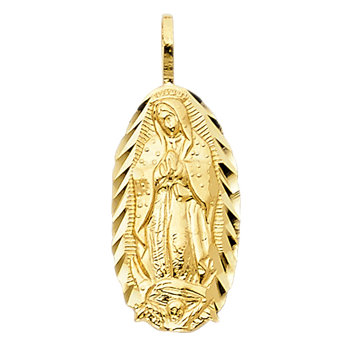14k Yellow Gold Small/Mini Our Lady Of Guadalupe Charm Pendant  (17mm x 9mm)