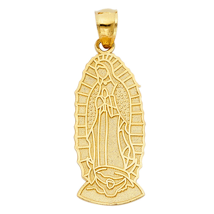 14k Yellow Gold Our Lady Of Guadalupe Charm Pendant  (25mm x 12mm)