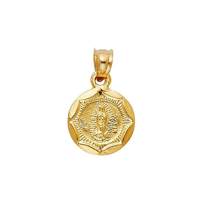 14k Yellow Gold Small/Mini Our Lady Of Guadalupe Charm Pendant  (20mm x 10mm)