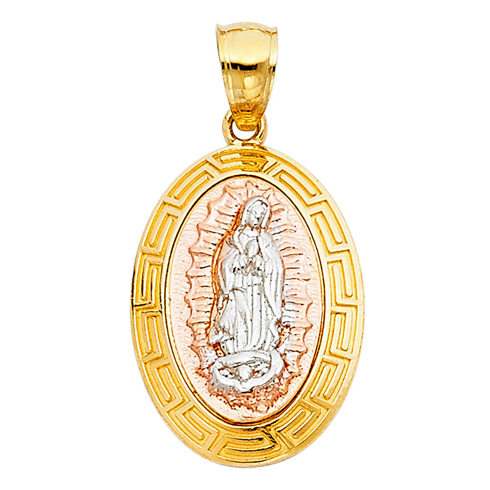 14K Tri-Color Gold Our Lady Of Guadalupe Charm Pendant  (20mm x 15mm)