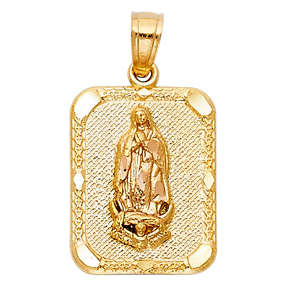 14K Two-tone Gold Our Lady Of Guadalupe Charm Pendant  (17mm x 13mm)