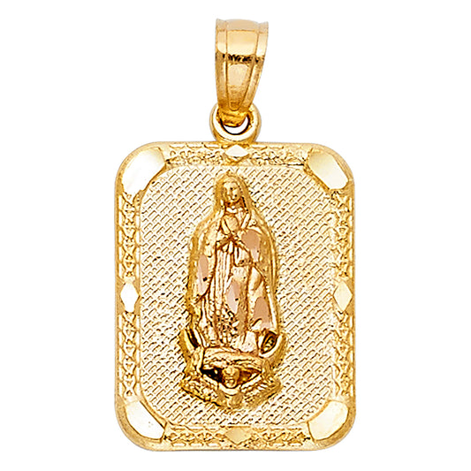14K Two-tone Gold Our Lady Of Guadalupe Charm Pendant  (17mm x 13mm)