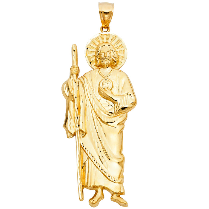 14k Yellow Gold Large Saint Jude Thaddeus Charm Pendant  (85mm x 30mm)