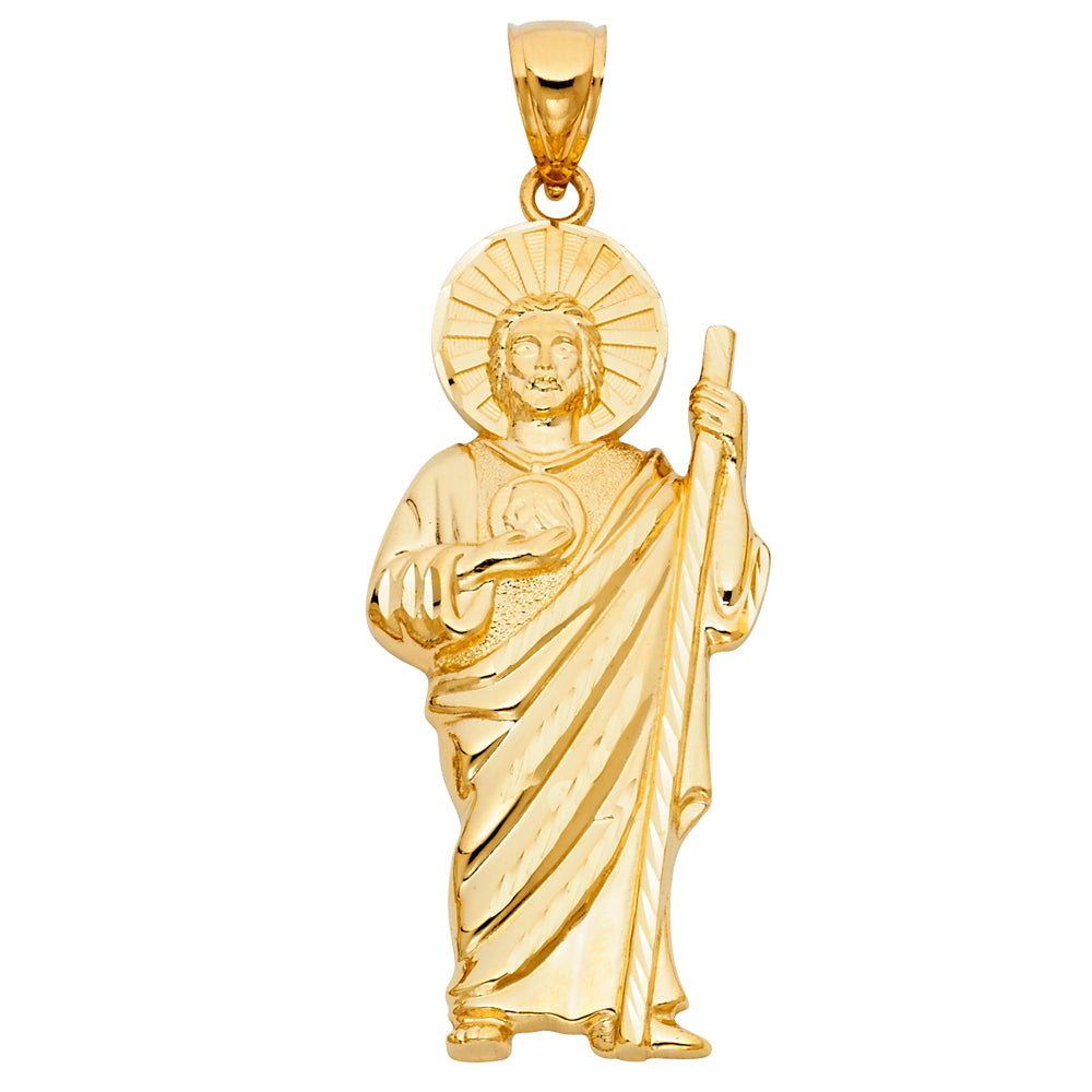 14k Yellow Gold Large Saint Jude Thaddeus Charm Pendant  (70mm x 25mm)
