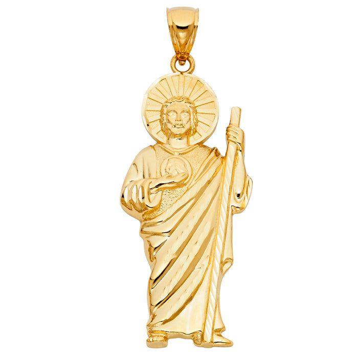 14k Yellow Gold Large Saint Jude Thaddeus Charm Pendant  (70mm x 25mm)