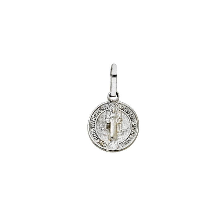 14k White Gold Small/Mini Tiny San Benito Charm Pendant  (15mm x 10mm)