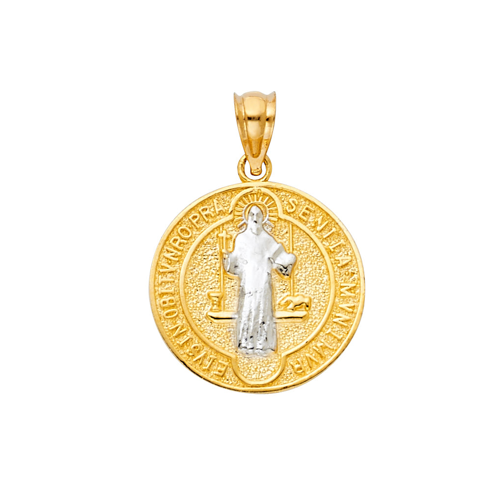 14K Two-tone Gold San Benito Charm Pendant  (25mm x 18mm)