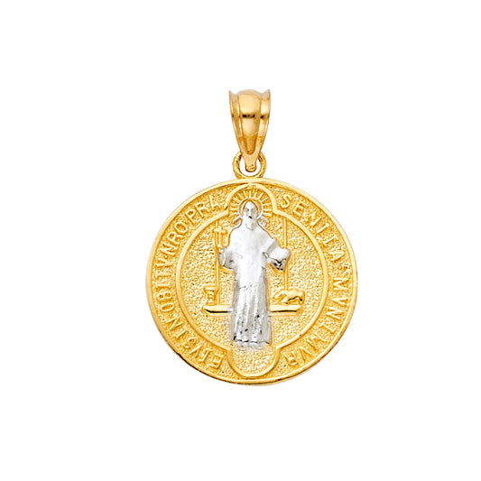 14K Two-tone Gold San Benito Charm Pendant  (25mm x 18mm)