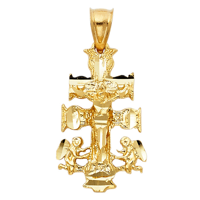 14k Yellow Gold Religious Cross Of Caravaca Charm Pendant  (28mm x 17mm)