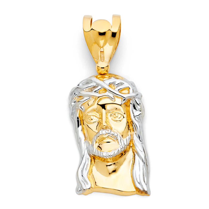 14K Two-tone Gold Large Jesus Christ Head Charm Pendant  (65mm x 30mm)