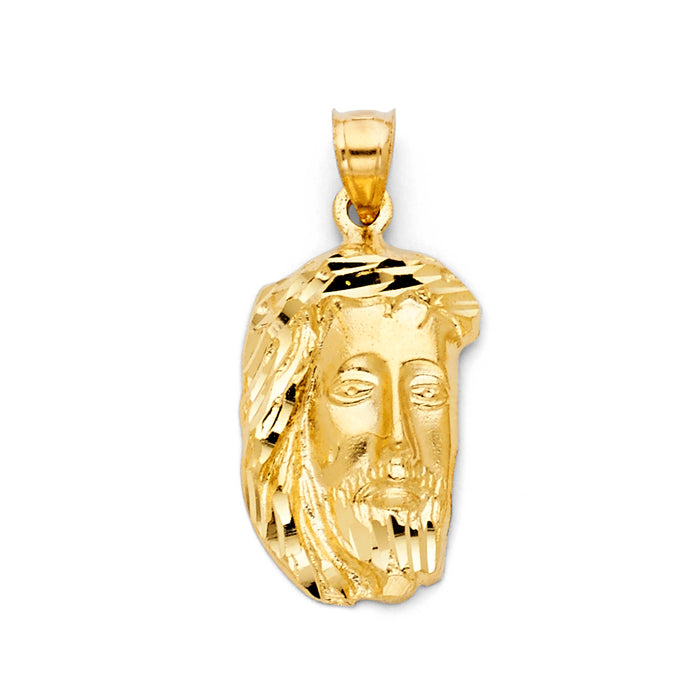 14k Yellow Gold Jesus Christ Head Charm Pendant  (30mm x 15mm)