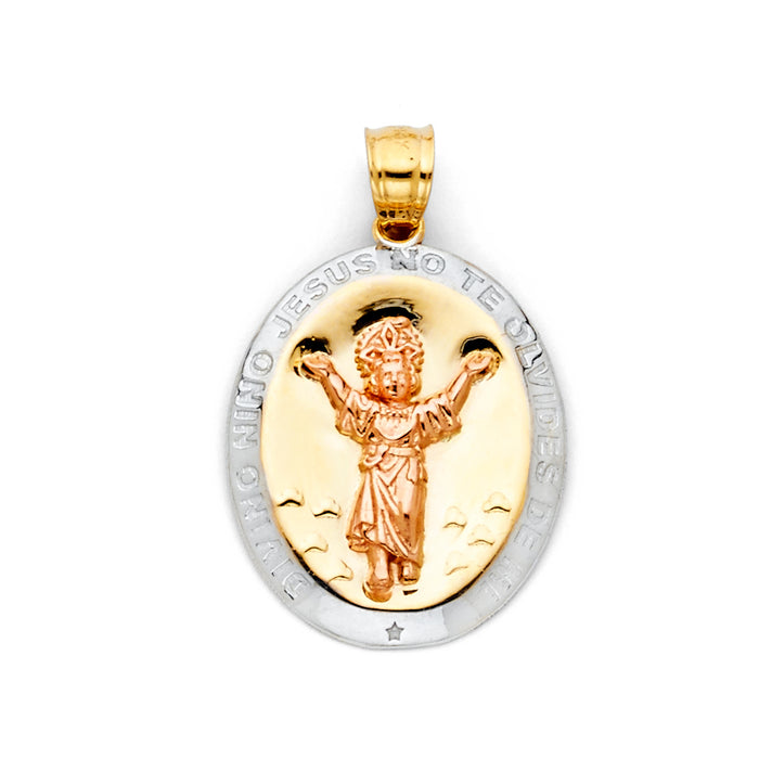 14K Tri-Color Gold Divine Infant Jesus Charm Pendant  (28mm x 20mm)