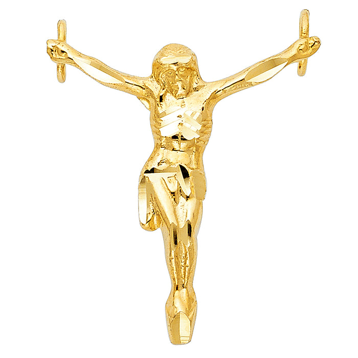 14k Yellow Gold Jesus Christ Body Charm Pendant  (32mm x 29mm)