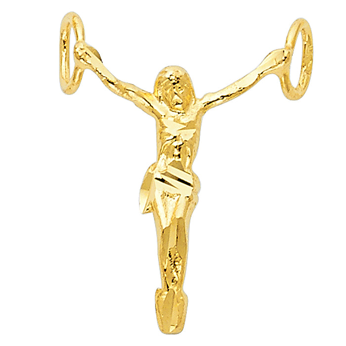 14k Yellow Gold Small/Mini Jesus Christ Body Charm Pendant  (20mm x 15mm)