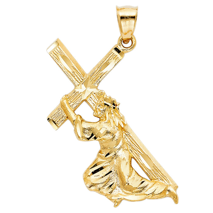 14k Yellow Gold Large Religious Charm Pendant  (40mm x 32mm)