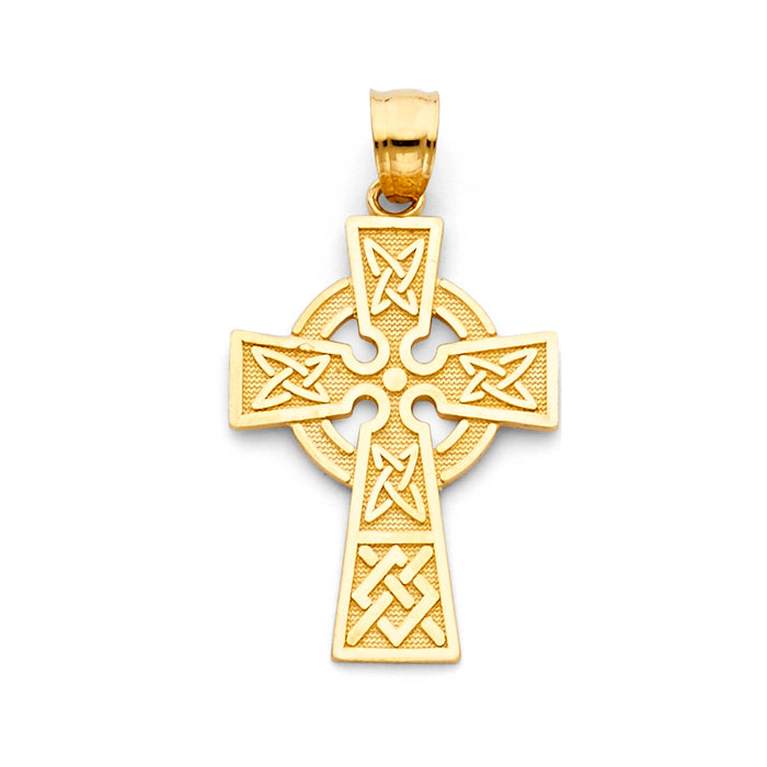 14k Yellow Gold Religious Celtic Cross Pendant (20 X 30mm)