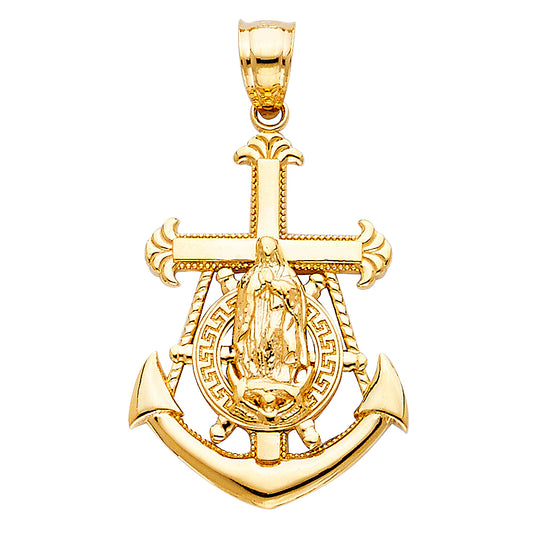 14k Yellow Gold Our Lady Of Guadalupe Charm Pendant  (25mm x 19mm)
