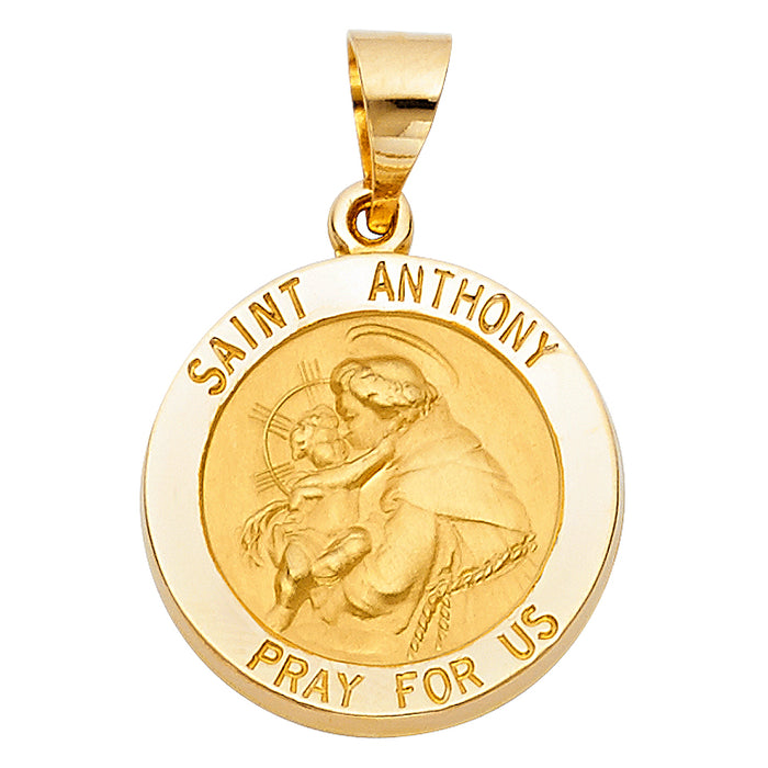 14k Yellow Gold Small/Mini Saint Anthony Charm Pendant  (19mm x 19mm)