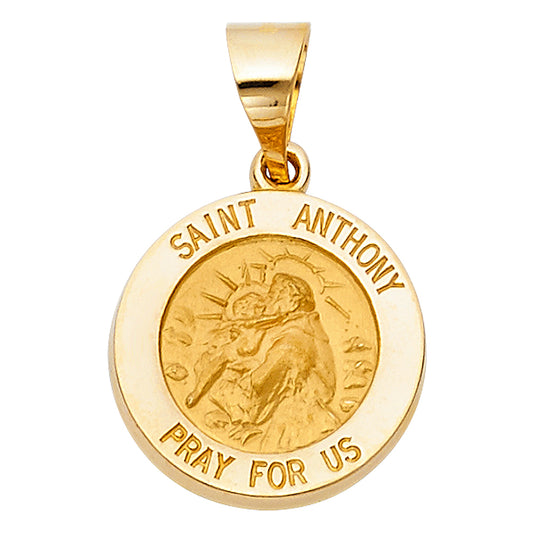 14k Yellow Gold Small/Mini Saint Anthony Charm Pendant  (15mm x 15mm)