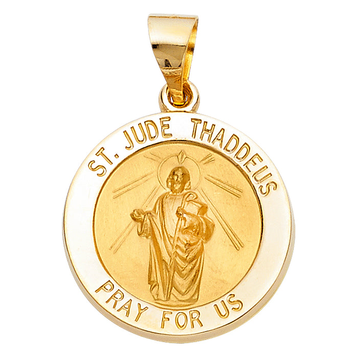 14k Yellow Gold Small/Mini Saint Jude Thaddeus Charm Pendant  (19mm x 19mm)