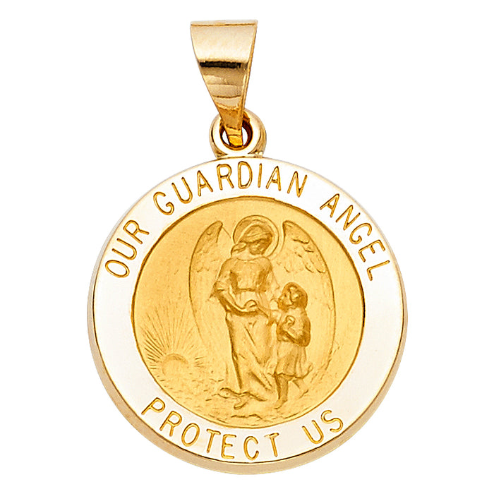 14k Yellow Gold Small/Mini Our Guardian   Angel Charm Pendant  (19mm x 19mm)