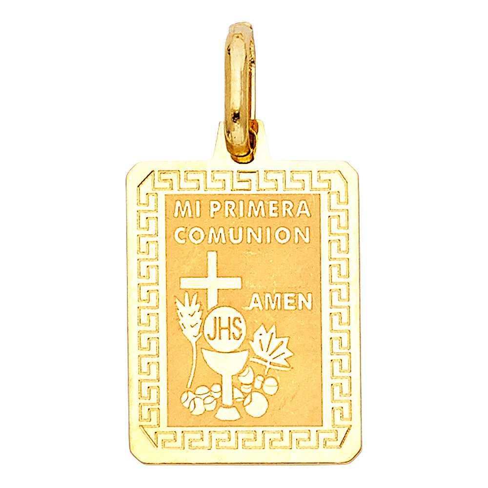 14k Yellow Gold Small/Mini Communion Charm Pendant  (19mm x 14mm)