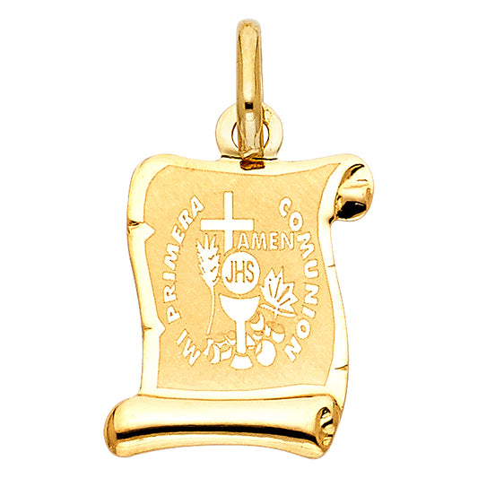 14k Yellow Gold Small/Mini Communion Charm Pendant  (18mm x 15mm)
