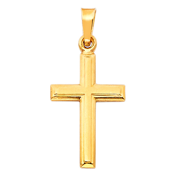 14k Yellow Gold Small/Mini Religious Latin Cross Pendant (13 X 28mm)