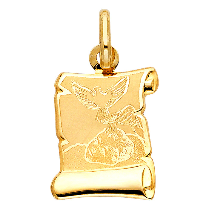 14k Yellow Gold Small/Mini Baptism Charm Pendant  (18mm x 14mm)