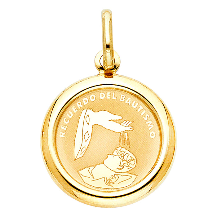 14k Yellow Gold Small/Mini Baptism Charm Pendant  (18mm x 18mm)