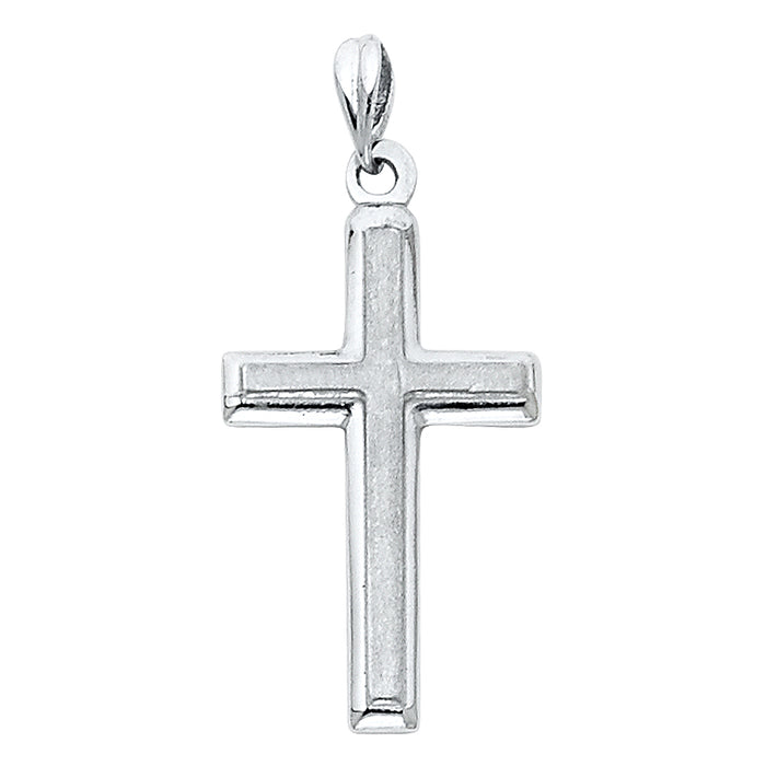 14k White Gold Small/Mini Religious Latin Cross Pendant (13 X 28mm)