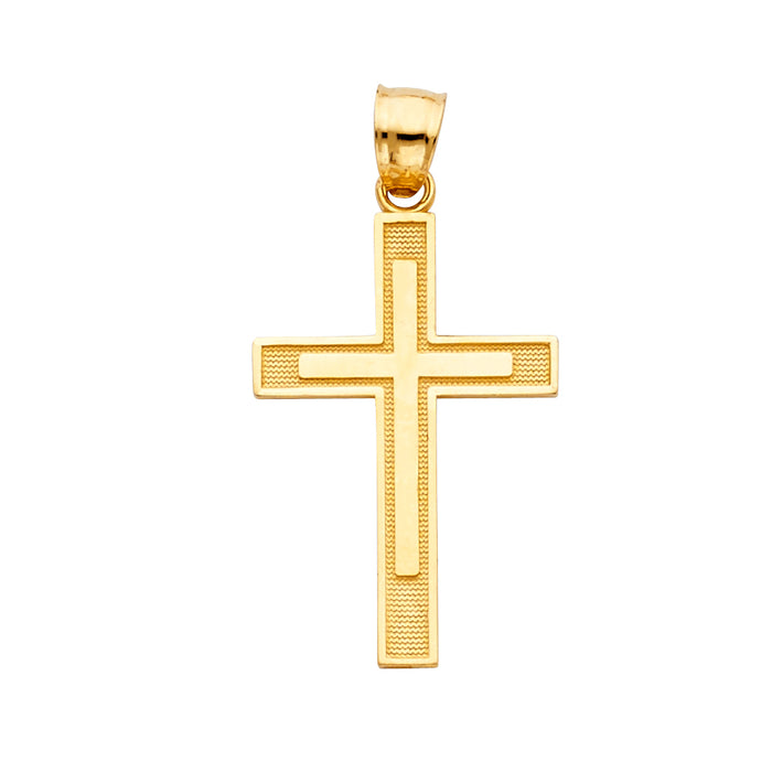 14k Yellow Gold Religious Latin Cross Pendant (15 X 30mm)