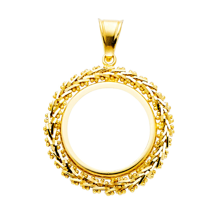 14k Yellow Gold 2.5 Pesos Bola Charm Pendant  (30mm x 22mm)