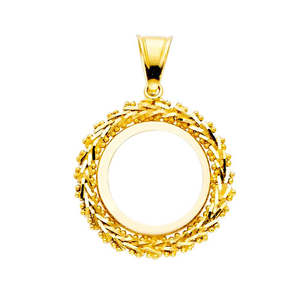 14k Yellow Gold 2 Pesos Bola Charm Pendant  (25mm x 18mm)