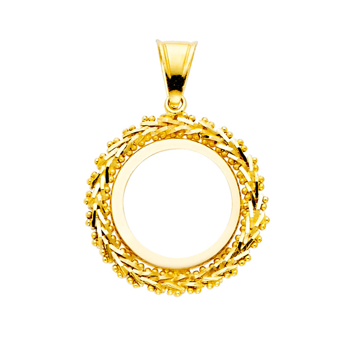 14k Yellow Gold 2 Pesos Bola Charm Pendant  (25mm x 18mm)