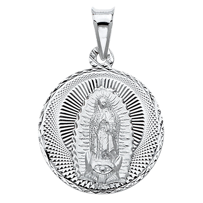 14k White Gold Our Lady Of Guadalupe Charm Pendant  (20mm x 20mm)