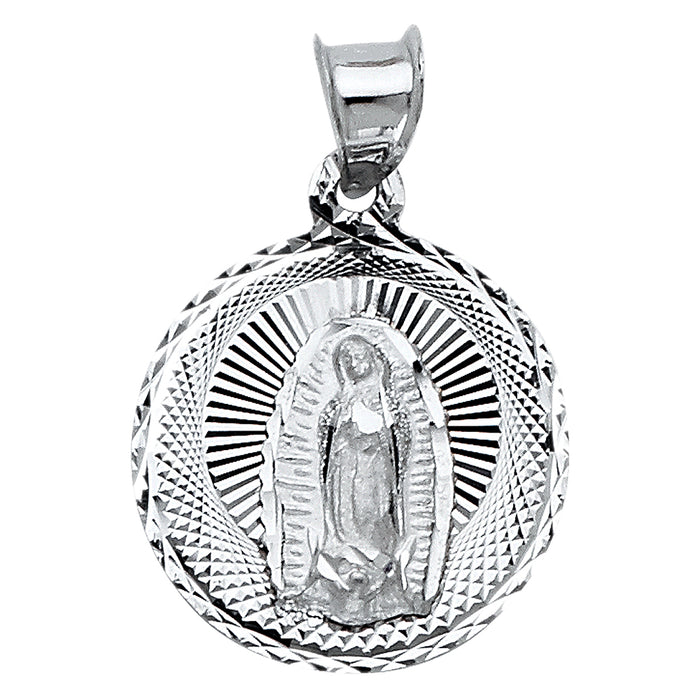 14k White Gold Our Lady Of Guadalupe Charm Pendant  (16mm x 16mm)